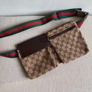 Authentic Gucci Brown and Green Belt Bag